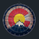 Rustic wood Colorado flag mountains dart board<br><div class="desc">Rustic wood Colorado flag mountains dart board</div>