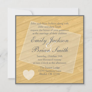 Rustic wood Colorado orange wedding invitations