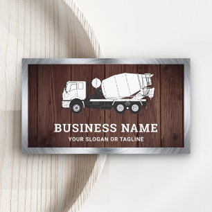 Rustic Wood Concrete Mixer Cement Truck Business Card