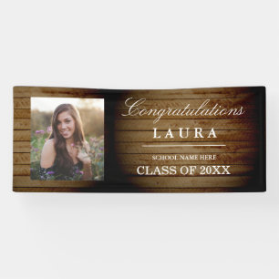 Rustic Wood Congrats Grad Graduation Photo Banner