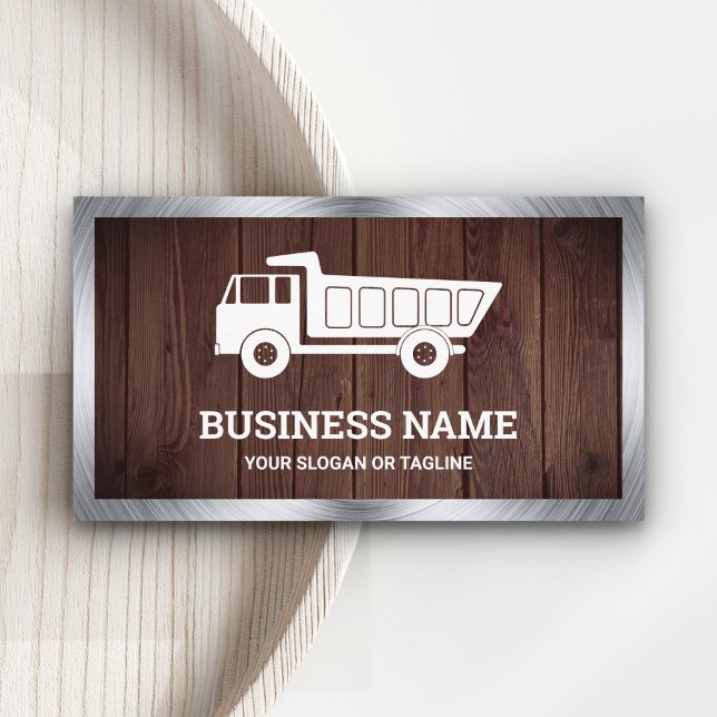 Rustic Wood Construction Hauling Dump Truck Business Card (Creator Uploaded)