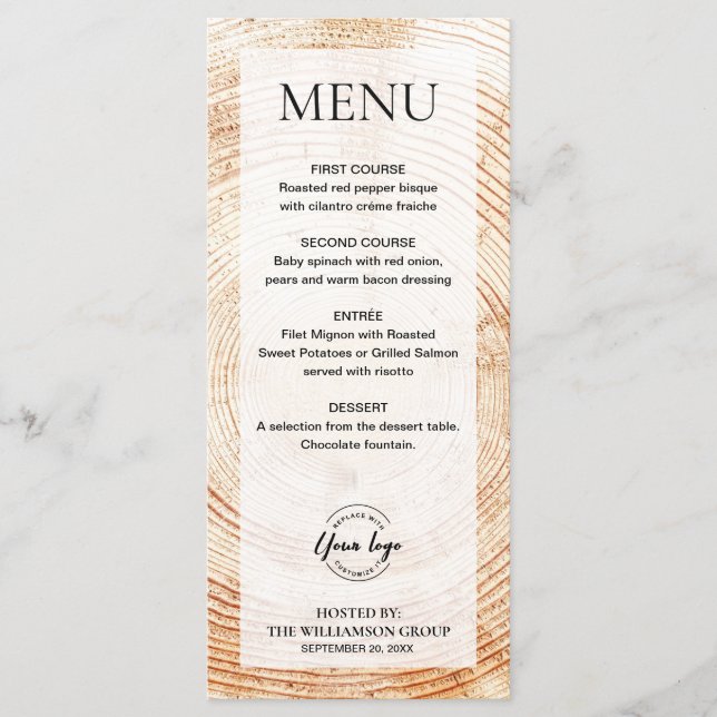 Rustic Wood Corporate event logo Custom Menu (Front)