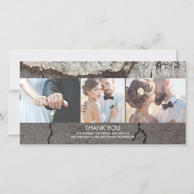 Rustic Wood Country Barn Wedding Thank You Card (Front)