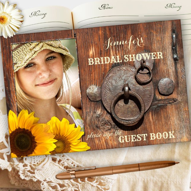 Rustic Wood Country Bridal Shower Photo Guest Book (Creator Uploaded)