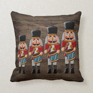 Rustic Wood Country Christmas Nutcracker Cushion