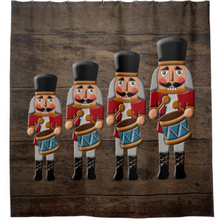 Rustic Wood Country Christmas Nutcracker Shower Curtain