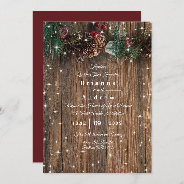 Rustic Wood Country Christmas Pine Garland Sparkle (Front/Back)