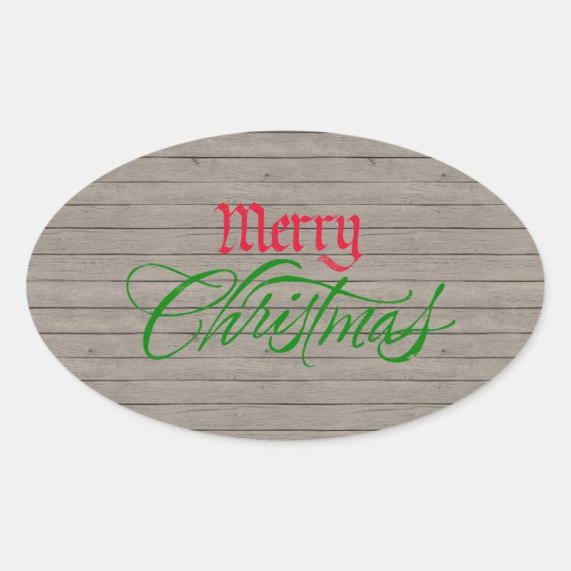 Rustic Wood Country Christmas Sticker (Front)