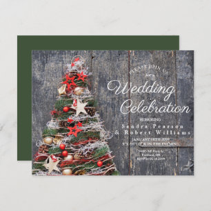 Rustic Wood Country Christmas Tree Wedding Invitation