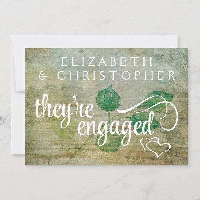 Rustic Wood Country Engaged Engagement Party Invitation (Front)