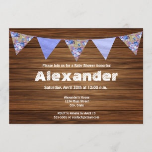 Rustic wood country farmhouse boy baby shower invitation