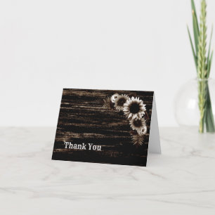 Rustic Wood Country Floral Wedding Thank You Card