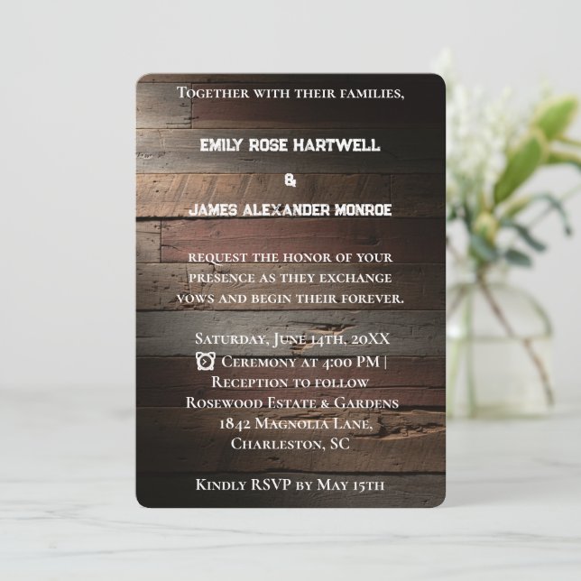 Rustic Wood Country  Invitation (Standing Front)