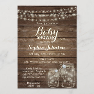 RUSTIC Wood Country Mason Jars Baby Shower Invitation