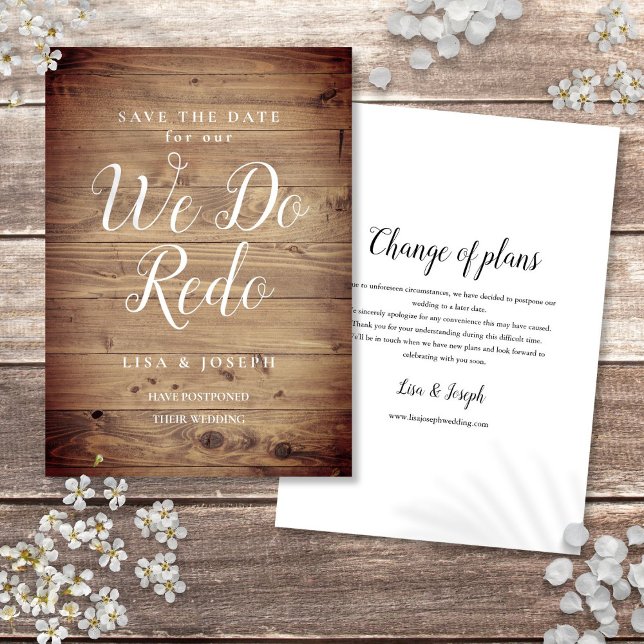Rustic Wood Country We Do Redo Postponed Invitation (Rustic Wood Country We Do Redo Postponed Invitation)