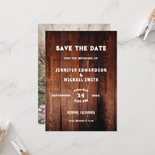 Rustic wood country wedding photo Save the date Invitation
