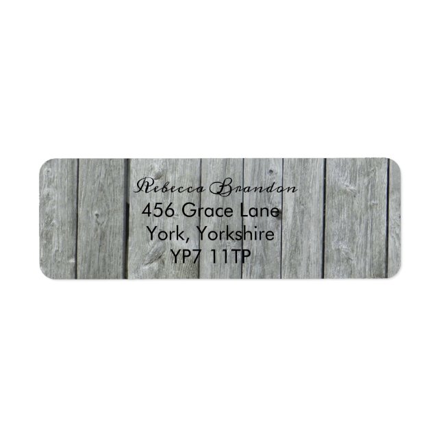 Rustic Wood Country Wedding Return Address Label (Front)