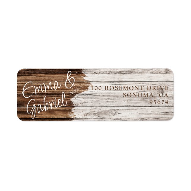 Rustic Wood Couple Name Return Address  Label (Front)