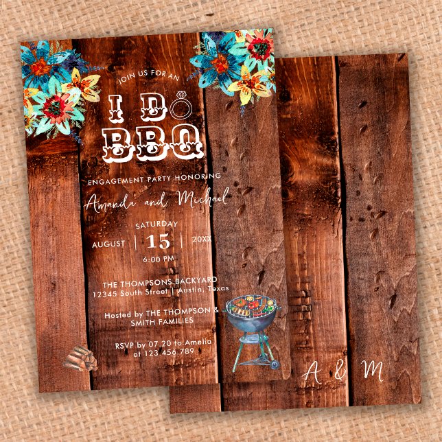 Rustic Wood Couples I Do BBQ Engagement Party Invitation (Creator Uploaded)