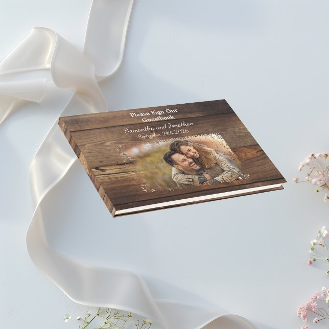Rustic Wood Couples Photo Country Wedding  Guest Book (Creator Uploaded)