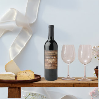 Rustic Wood Couples Photo Country Wedding Wine Label