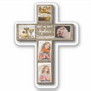 Rustic Wood Cross First Holy Communion Photo