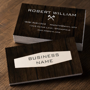 Rustic Wood Crossed Axes Contractor Business Card