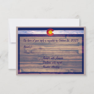 Rustic wood custom Colorado RSVP cards