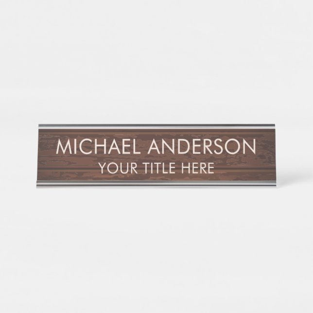 Rustic Wood Custom  Desk Name Plate (Front)