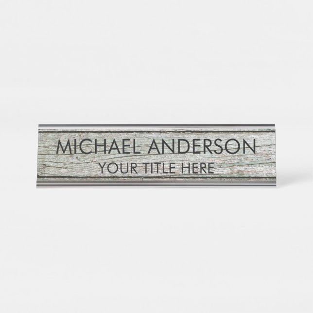 Rustic Wood Custom  Desk Name Plate (Front)