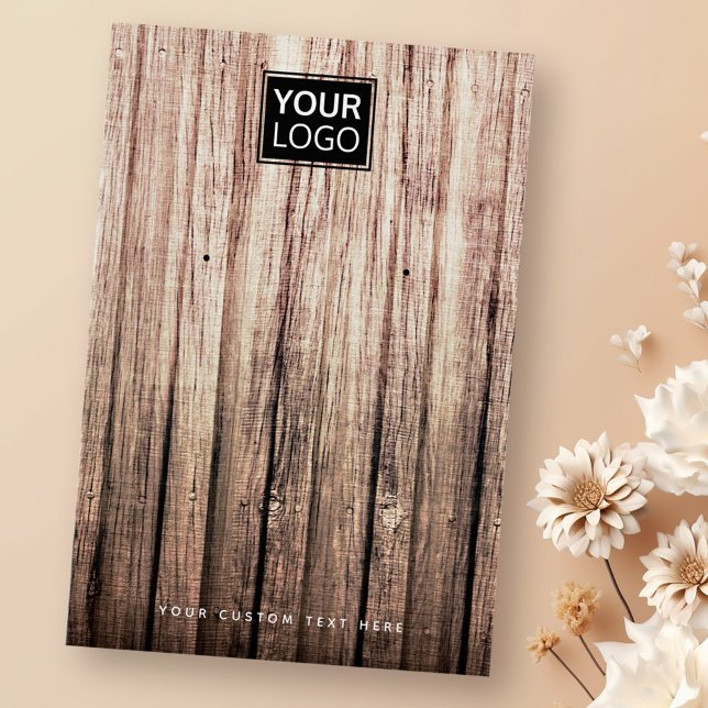 Rustic wood custom logo earring display card (Creator Uploaded)