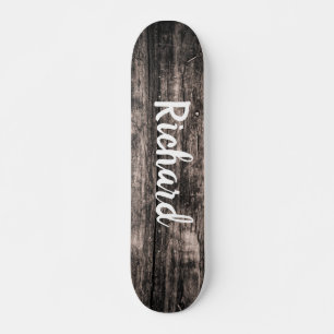 Rustic Wood Custom Name Personalized  Skateboard