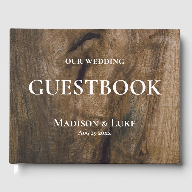 Rustic Wood Custom Wedding Guestbook (Front)