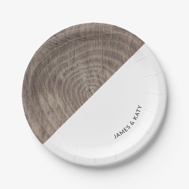 Rustic wood customisable paper plate (Front)