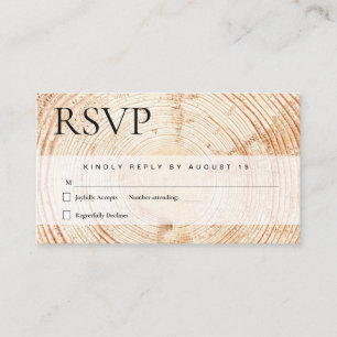 Rustic wood cut slice wedding rsvp enclosure card