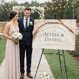 Rustic Wood Cut Welcome to the wedding large