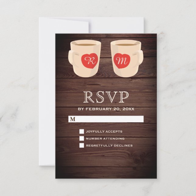 Rustic Wood Cute Coffee Mugs RSVP (Front)