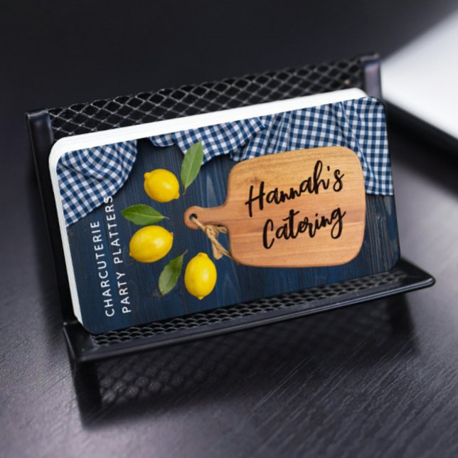 Rustic Wood Cutting Board Citrus Cooking Script Bu Business Card (Creator Uploaded)