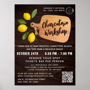 Rustic Wood Cutting Board Citrus Cooking Script  Poster