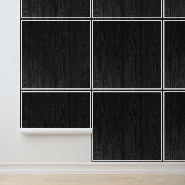 Rustic Wood Dark Brown White Tiles Pattern Trendy Wallpaper (Application)