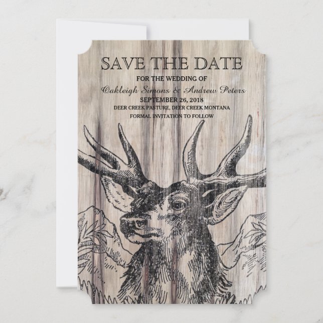 Rustic Wood | Deer Save the Date (Front)