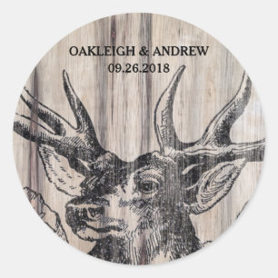 Rustic Wood   Deer Save the Date Stickers