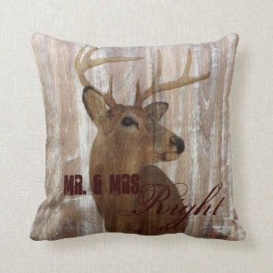 rustic wood deer the hunt is over mr and mrs cushion
