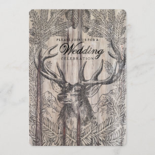 Rustic Wood   Deer Wedding Invitation