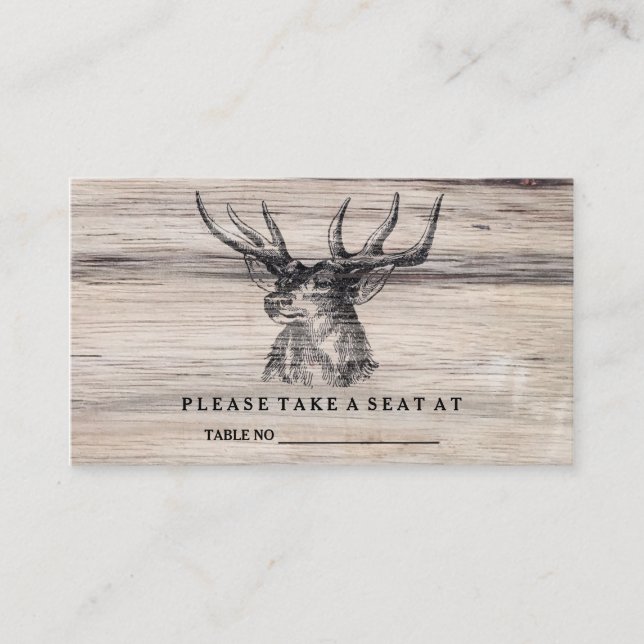 Rustic Wood | Deer Wedding Table Number Card (Front)