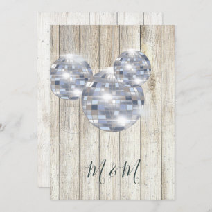 Rustic Wood Disco Silver Chic Wedding Invitation