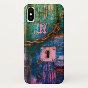Rustic wood door keyhole and chain iphone x case