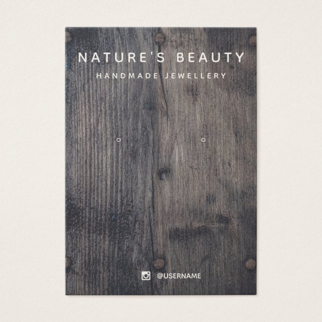 Rustic Wood Earring Jewellery Display Card (Front)