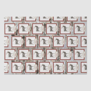 Rustic Wood Elk/ Reindeer Family Monogram tan grey Tissue Paper