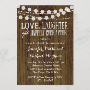 Rustic Wood Engagement Party Invitation 2